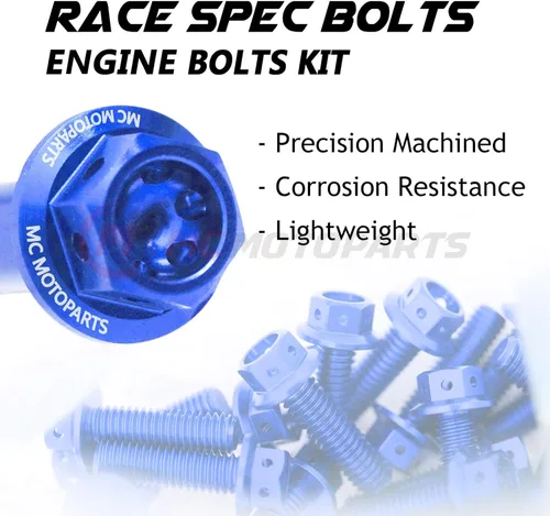 Vista 3 de MC Motoparts Race Spec Kit de pernos de motor cabeza HEX M6 compatible con XJ6 Diversion/F 2009-2016 13 14 15 16 (azul)