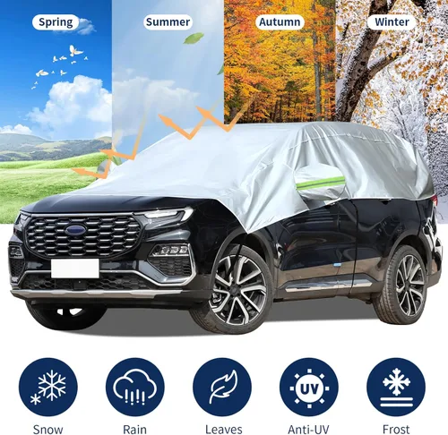 Vista 6 de Hrozny - Cubierta de parabrisas para coche contra hielo y nieve, cubierta de nieve para SUV con correas reflectantes, cubierta de nieve universal