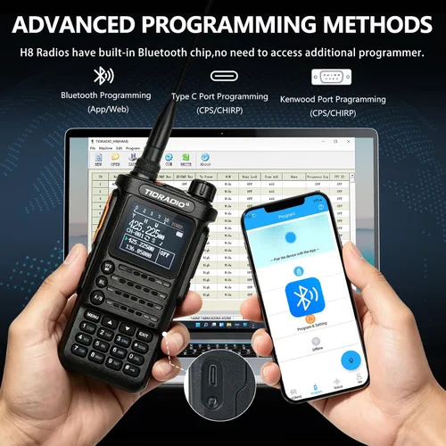 Vista 5 de TIDRADIO TD-H8 Radio de mano para jamón, Walkie Talkies Radio bidireccional