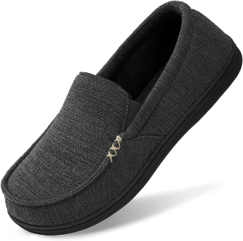 HomeTop Pantuflas de casa para hombre, de espuma viscoelástica, estilo mocasín, para interiores y exteriores, clásicas, transpirables, de alta