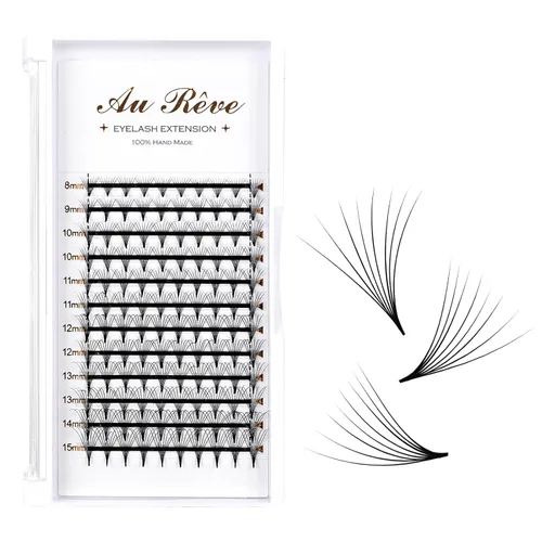 Vista 35 de Extensiones de pestañas en Y de colores, YY, extensiones de pestañas postizas en abanico, extensiones de pestañas marrones, rizo D, 0.003 in