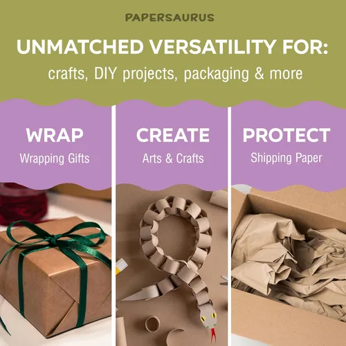 Vista 2 de Rollo de papel kraft marrón de 30 x 2,400 pulgadas (200 pies) 100% reciclable para manualidades de construcción y embalaje para uso en mudanzas