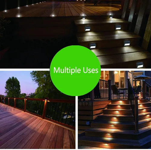 Vista 2 de Luces Solares para Exteriores, Impermeables, Luces de Escalón para Terraza con Energía Solar para Patio Jardín Traspatio Garaje Entrada Sendero