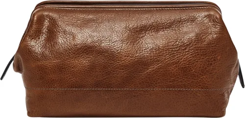Fossil Men's Leather Travel Toiletry Bag Shave Dopp Kit for Men