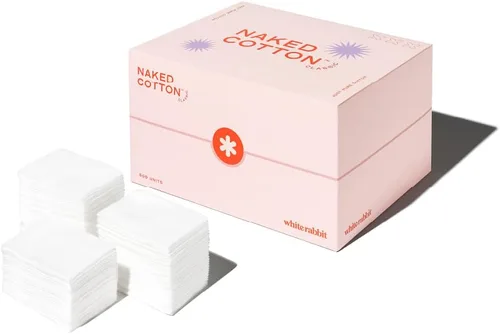 Vista 9 de White Rabbit Naked Cotton Classic - Almohadillas de algodón 100% premium para uso de tóner, removedor de maquillaje y máscaras Sin blanquear, sin