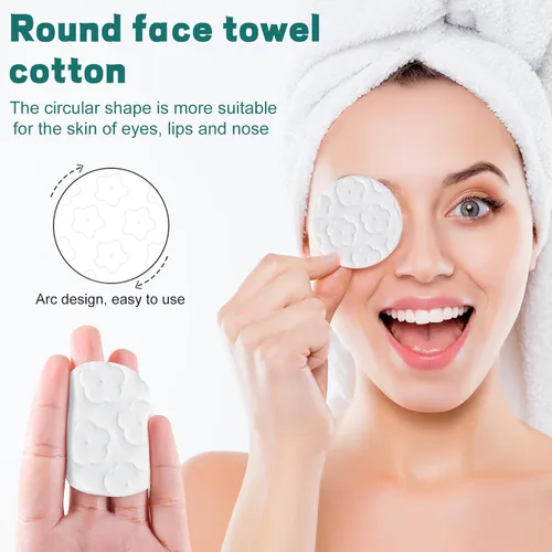 Vista 4 de Rondas de algodón premium para cara, 300 almohadillas desmaquillantes, almohadillas redondas de limpieza facial 100% puras y naturales