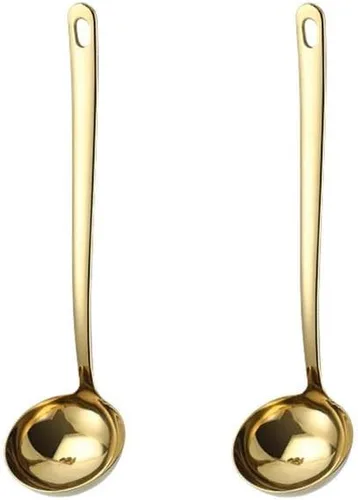 Vista 4 de Paquete de 2 cucharones de sopa negros 304 de acero inoxidable para servir salsa de cocina