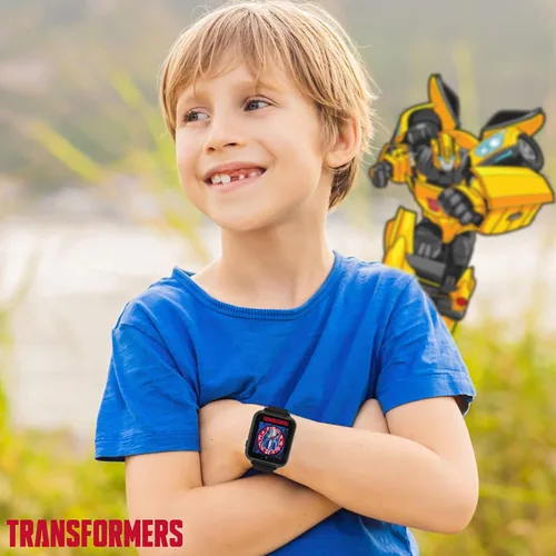 Vista 5 de Transformers - Reloj inteligente para niños con cámara selfie, 10 caras de reloj intercambiables, podómetro, juegos jugables y más, tecnología