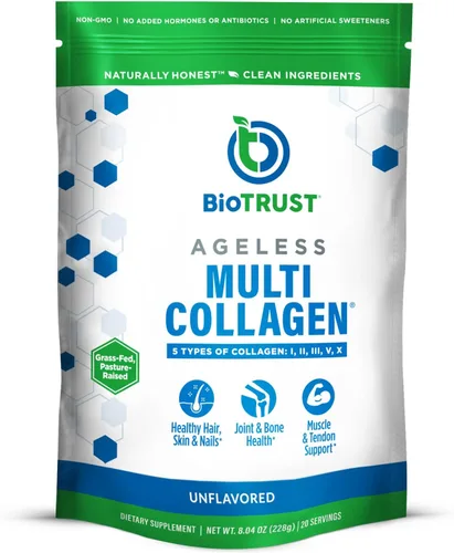 Vista 11 de BioTrust Ageless Multi Collagen Peptides Powder – 5 Tipos (I, II, III, V, X) – Polvo de Colágeno de Chocolate para Mujeres y Hombres – Proteína
