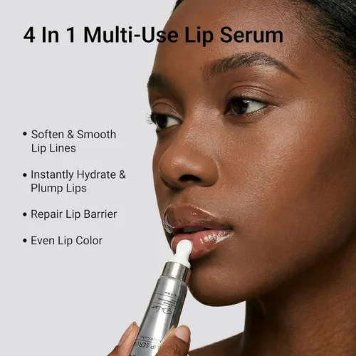 Vista 5 de Multi-Peptide Lip Serum, Anti-Aging Plumping Hydrating Lip Balm for Sensitive Skin, 40% Natural Oils DPHP Caffeine Reduces Fine Lines Brightens