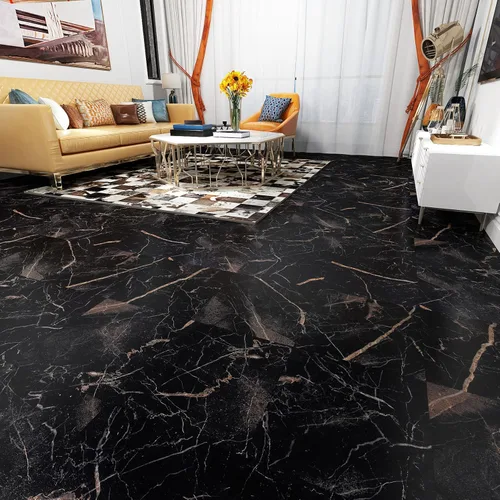 Vista 5 de FunStick Azulejos de suelo de mármol negro para despegar y pegar, impermeables, de 12 x 12 pulgadas, autoadhesivos, azulejos de vinilo para despegar