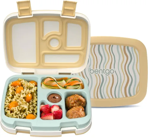 Vista 23 de Bentgo Kids Prints - Lonchera para niños, a prueba de derrames, con 5 compartimentos, estilo bento, tamaño de porciones ideales para edades de 3 a 7