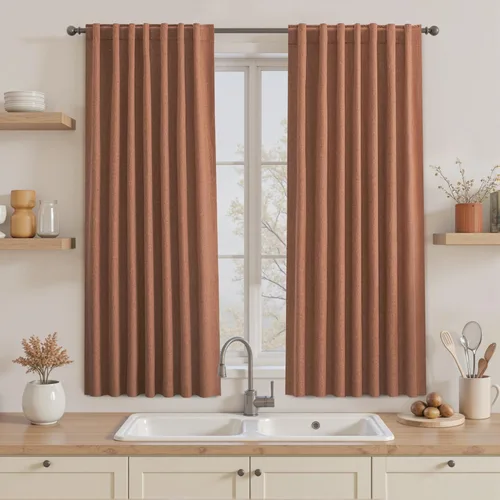 Vista 89 de UHITECH Cortinas opacas cortas de 24 pulgadas de largo para sala de estar, juego de 2 paneles con pestaña trasera, bolsillo para barra, cortinas