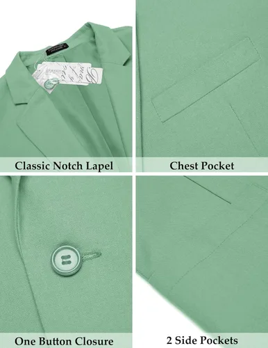 Vista 4 de COOFANDY Blazer casual de lino para hombre, ligero, ajuste regular, chaqueta deportiva con un botón