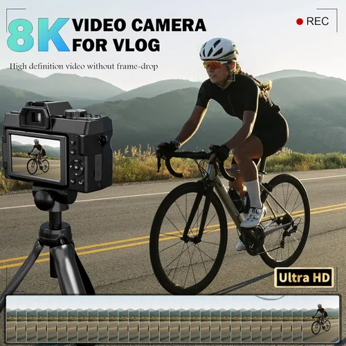 Vista 3 de 8K Digital Cameras for Photography 64MP - 16X Zoom Autofocus, WiFi, 180° Flip Screen with Wide-Angle & Macro Lens, Vlogging Camera for YouTube