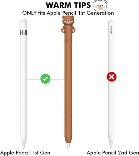 Vista 2 de NIUTRENDZ Funda protectora de silicona con diseño de oso para Apple Pencil de 1ª generación, accesorios para la piel