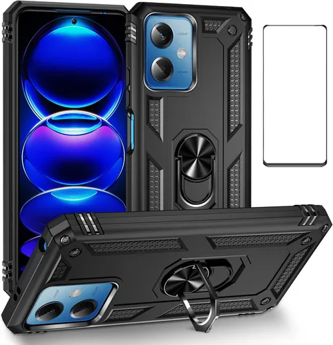 Vista 39 de Funda para Xiaomi POCO X3 NFC /X3 Pro con protector de pantalla, armadura de protección militar híbrida resistente a prueba de golpes, funda Negro