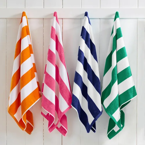 Vista 13 de Great Bay Home Paquete de 4 Toallas de Playa de Terciopelo de Algodón 100%, 30" x 60" - Toallas de Piscina a Rayas Azul Cabaña - Secado Rápido