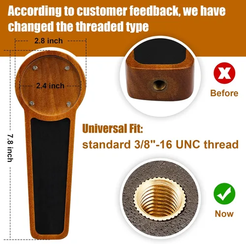 Vista 2 de 4 unidades de mango de madera para tocador de cerveza para Kegerator con logotipo intercambiable y 4 bolígrafos para bar, restaurante, boda, Marrón