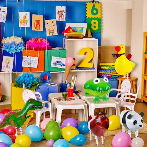 Vista 2 de KESOTE 12 globos de animales lindos para caminar para fiestas temáticas de animales, suministros de fiesta de cumpleaños