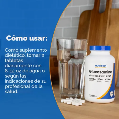Vista 6 de Nutricost Glucosamina 1800 mg con condroitina y MSM, 240 tabletas, 120 porciones, sin OMG, sin gluten