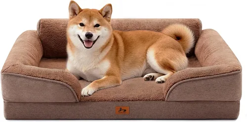 Vista 18 de Cama ortopédica para perros medianos, cama impermeable de espuma tipo huevo con lados suaves, sofá antideslizante para perros con funda extraíble