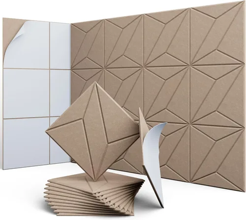 Vista 48 de Paneles acústicos hexagonales, paquete de 12 paneles de absorción de sonido de alta densidad de 12 x 10 x 0.4 pulgadas para mejorar la reducción
