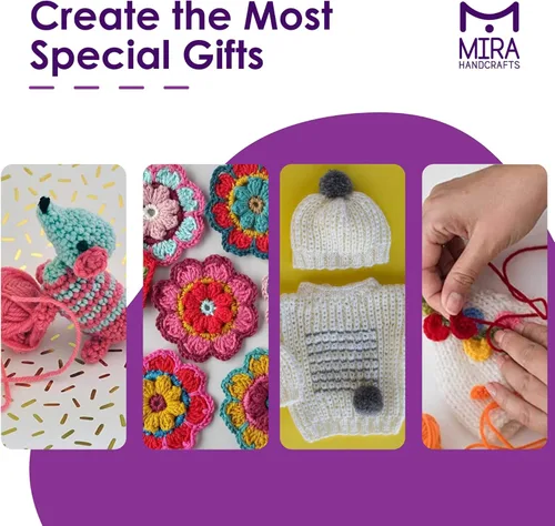 Vista 7 de Mira Handcrafts - Kit de 12 madejas de hilo acrílico para principiantes, varios colores, 1.76 oz (50 g) cada madeja y 7 libros electrónicos