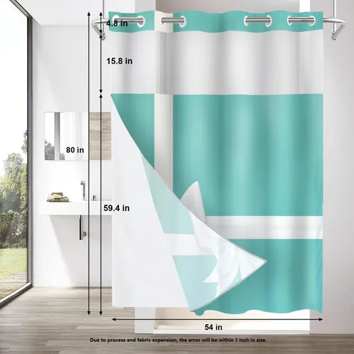 Vista 629 de Shrahala Father and Child Embracing No Hooks Shower Curtain with Snap in Liner Set, Tender Moment Captured Bathroom Décor Polyester Fiber Waterproof