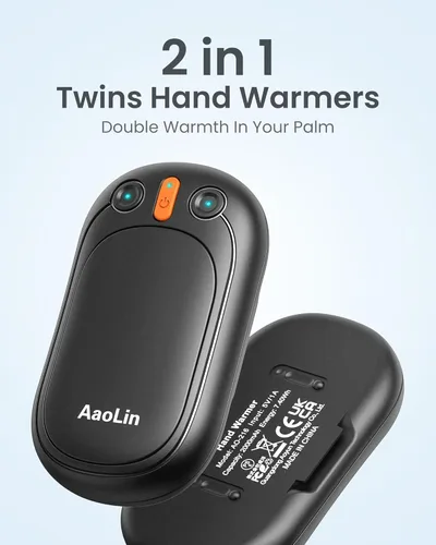 Vista 3 de AaoLin - Calentadores de manos recargables AI, paquete de 2 calentadores de manos eléctricos reutilizables, calefacción de 12 horas de duración