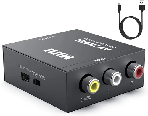 UPGROW RCA to HDMI Converter - 1080P Mini CVBS to HDMI Composite Video Audio Converter for NTSC PC Laptop Xbox PS4 PS3 TV STB VHS VCR Camera DVD