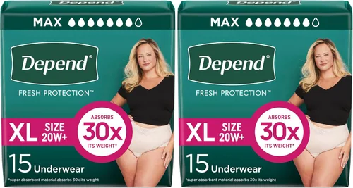 Vista 20 de Depend Fresh Protection - Pañales para adultos, ropa interior para incontinencia y fugas de vejiga posparto para mujer, desechables, máximo