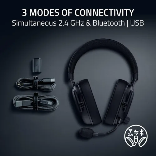 Vista 6 de Razer BlackShark V3 Wireless Gaming Headset for PC: 50mm Drivers - Super Wideband Mic - 2.4 GHz, Bluetooth, USB - Works with Mac, PS5, Nintendo
