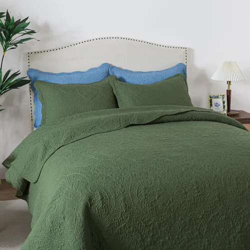 Vista 50 de HoneiLife Juego de colcha de tamaño Queen de 3 piezas y de microfibra, ligera, cubrecamas reversibles, funda de cama retro, juego de ropa de cama