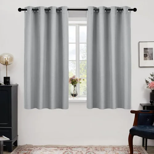 Vista 45 de Deconovo Cortinas totalmente opacas de lino, cortinas de oscurecimiento de habitación con ojales para dormitorio, sala de estar, habitación