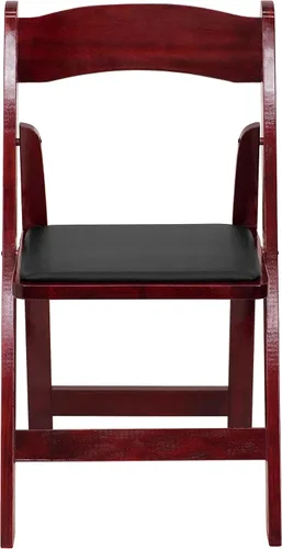 Vista 90 de HERCULES™ silla plegable de madera blanca, con asiento acolchado, Vinilo, Mahogany