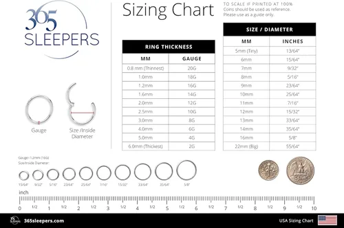 Vista 4 de 365 Sleepers Sterling Silver Hinged Hoop Nose Helix Tragus Lip Ring Sleeper Earrings - Hand Made In Australia - Nickel Free Hypoallergenic - 8mm