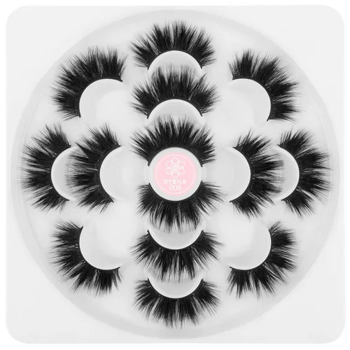 Vista 9 de DYSILK Pestañas postizas naturales de visón 6D, aspecto dramático, pestañas postizas esponjosas, extensión de maquillaje, pestañas largas hechas a