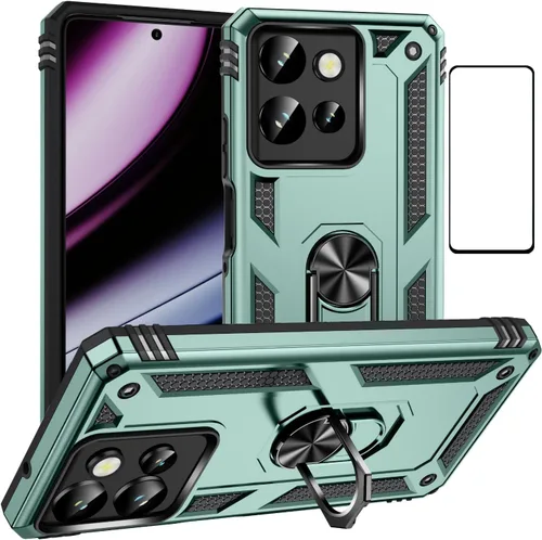 Vista 76 de Funda para Xiaomi POCO X3 NFC /X3 Pro con protector de pantalla, armadura de protección militar híbrida resistente a prueba de golpes, funda Negro