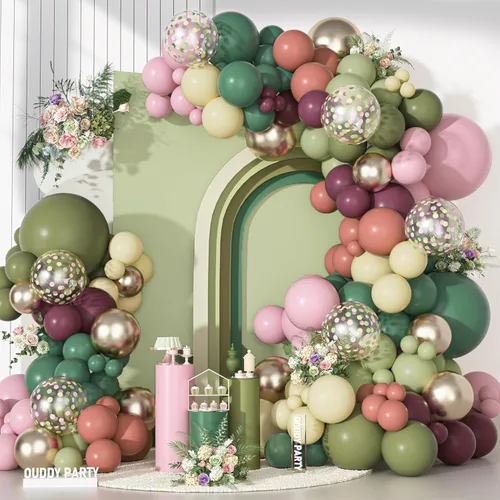 Vista 11 de Kit de arco de guirnalda de globos rosa, oro rosa, blanco, rosa y morado, globos de confeti, globos de látex, calcomanías de mariposa, decoraciones