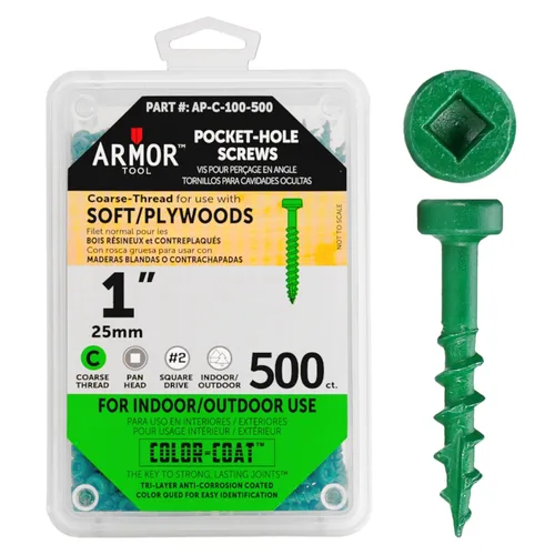 Vista 19 de ARMOR TOOL AP-C-100-100 Tornillos de rosca gruesa de 1 pulgada con revestimiento de color verde y unidad cuadrada
