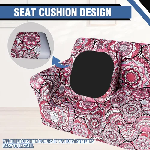Vista 4 de Fundas elásticas para sofá de 4 cojines separados, funda de sofá con estampado floral, funda de sofá lavable, protector de muebles apto para Flor