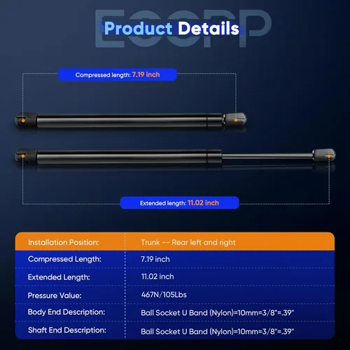 Vista 3 de ECCPP soportes de elevación, amortiguadores, apoyos de resortes de gas para tapa del maletero, para Mazda 6 modelos 2003 a 2008 o Ford Focus modelos