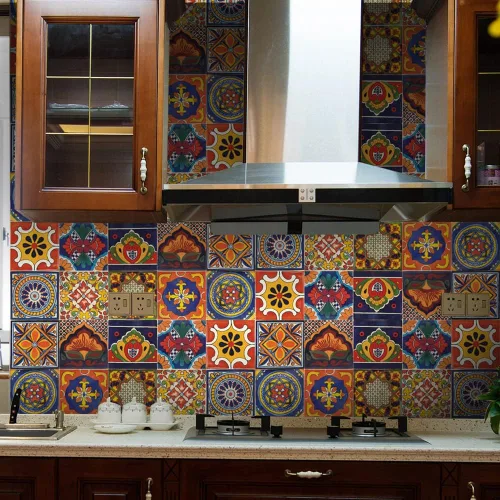Vista 3 de 20 calcomanías de azulejos de 4 x 4 pulgadas, autoadhesivas, impermeables, extraíbles, estilo mandala, azulejos en muro para cocina, baño, muebles