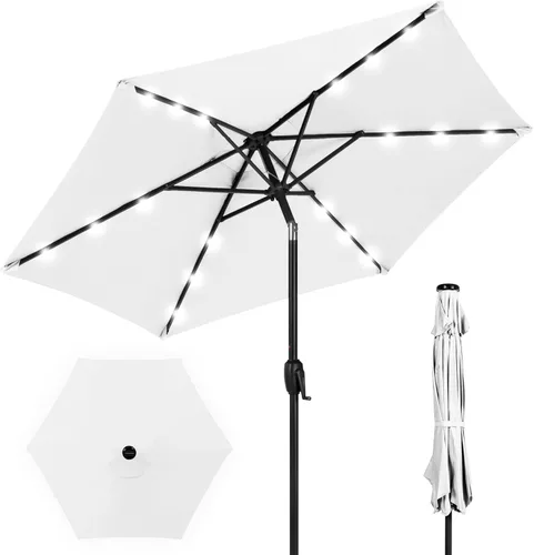 Vista 37 de Best Choice Products 7.5ft Outdoor Solar Patio Umbrella for Deck, Pool w/Tilt, Crank, LED Lights