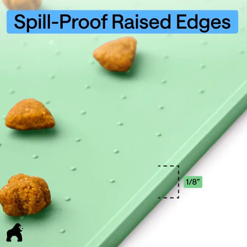 Vista 7 de GORILLA GRIP - Tapete de silicona 100% impermeable con bordes elevados sin BPA para mascotas, tapetes para alimentos de perros y gatos que contienen