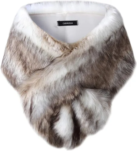Caracilia Chal de piel sintética para mujer, capa de abrigo para fiesta de noche, novia, boda