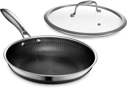 Vista 10 de HexClad Sartén híbrida antiadherente de 12 pulgadas con tapa de vidrio templado, mango que se mantiene fresco, apto para lavavajillas, apto