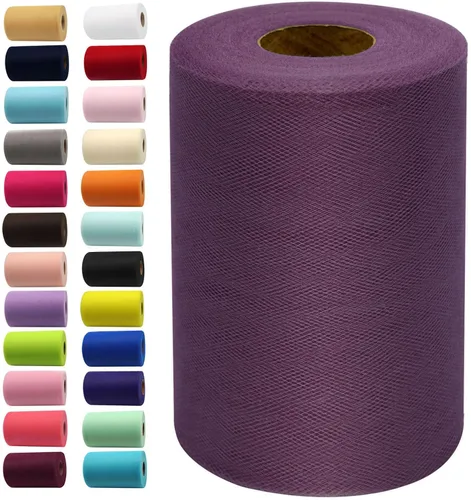 Rollos de tela de tul de 6 pulgadas por 100 yardas (300 pies) Carrete de cinta de tul para manualidades, tutú, arco para la cabeza, decoración de