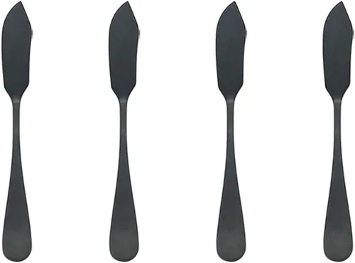 Vista 7 de Servidor de pastel de 4 piezas negro mate de 8.85 pulgadas, cortador de pizza, cuchillo, espátula, rebanada, juego de cubiertos de mesa de acero